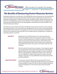 Benefits of Outsourcing HR Cover Image