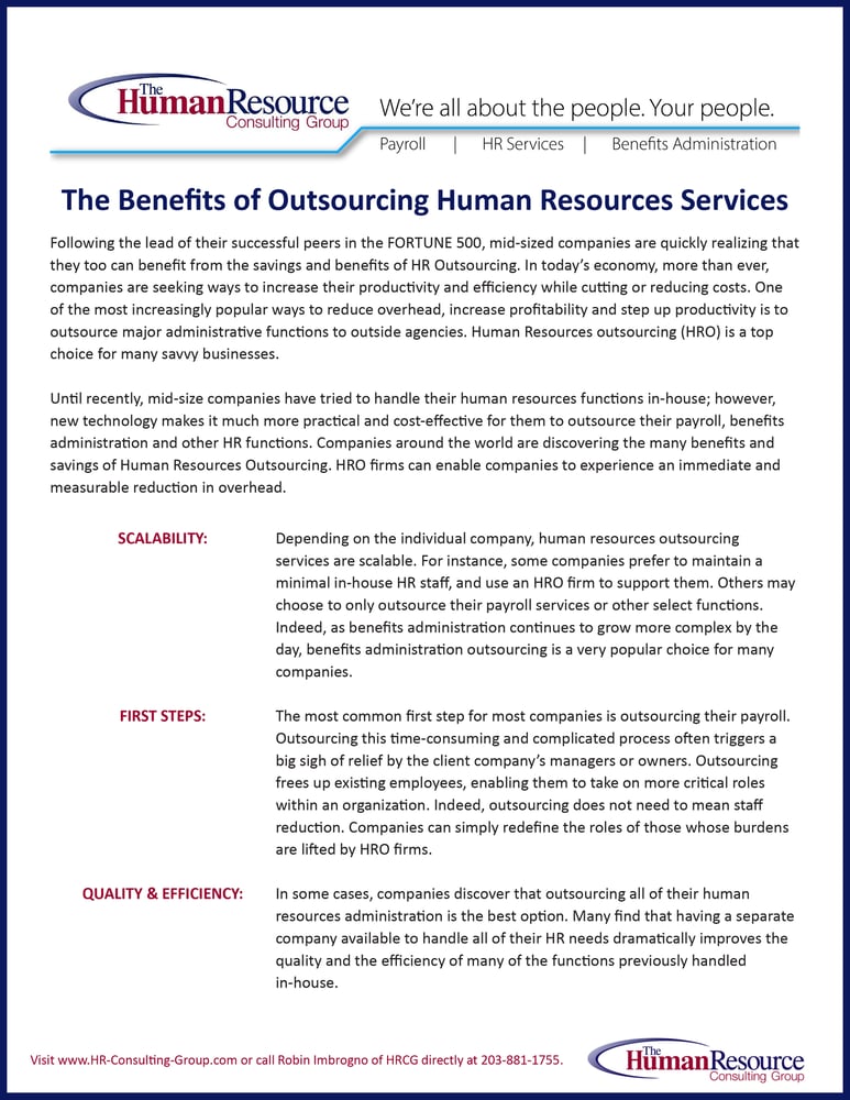 Benefits of HR Outsourcing Guide | Human Resource Consulting Group