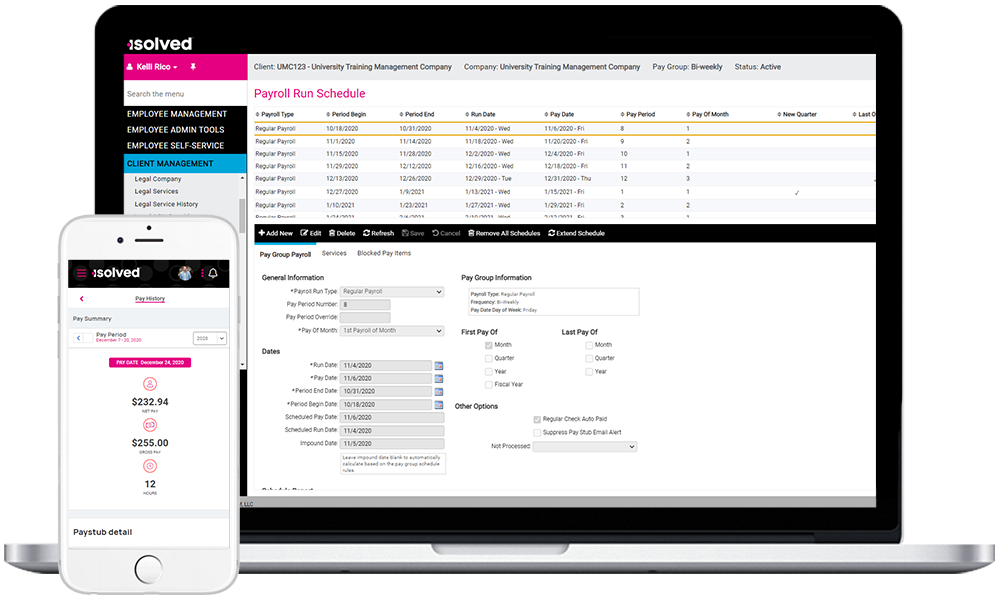 Payroll Software Dashboard Screenshot