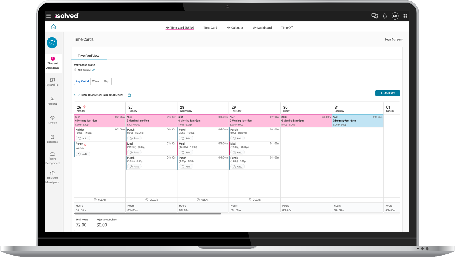 Time and Attendance Software Device Screenshot