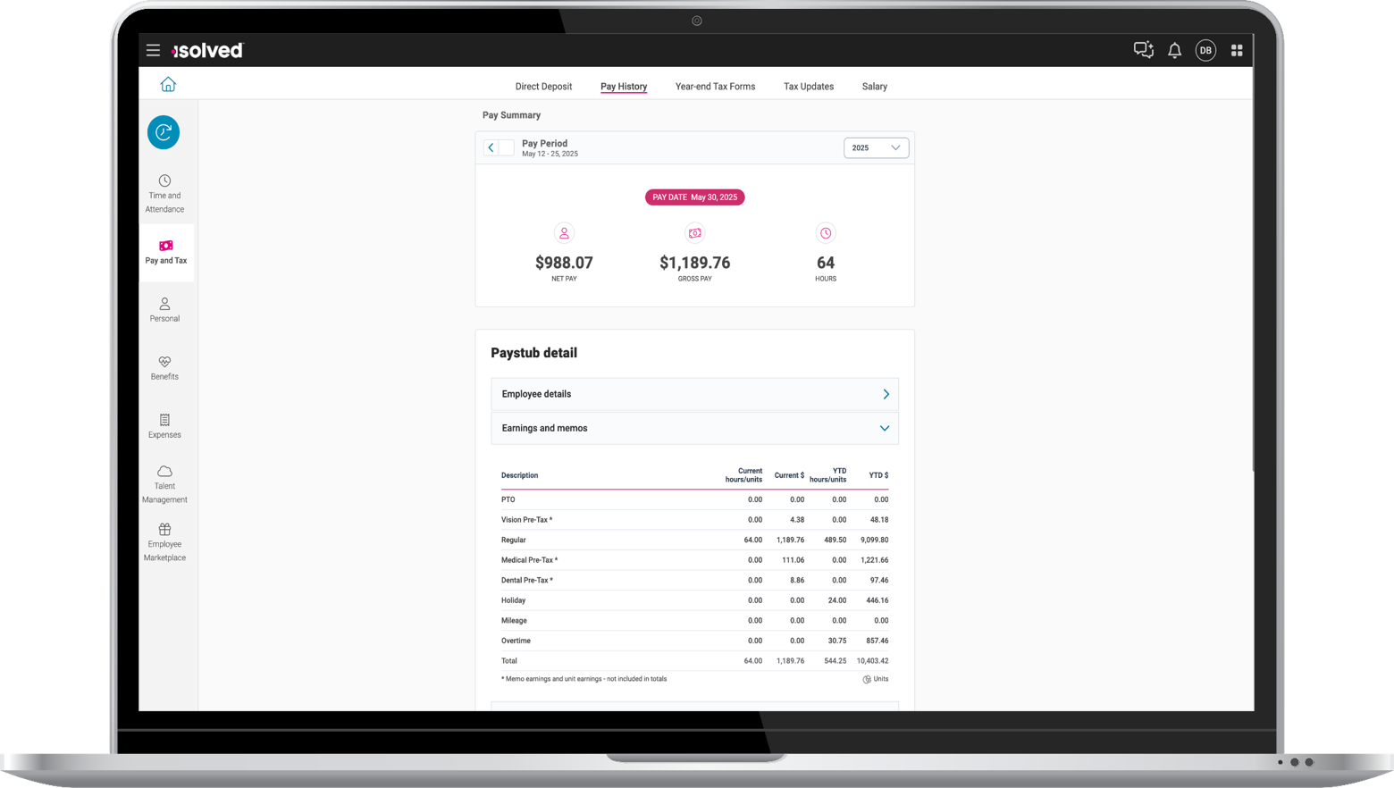 Payroll Software Device Screenshot